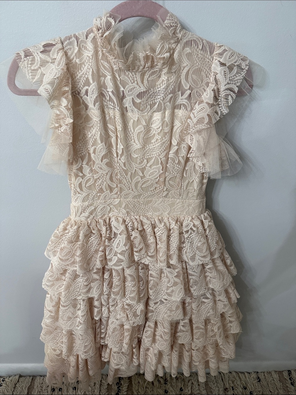 Joyfolie Cream Lace Ruffle Dress for Girls